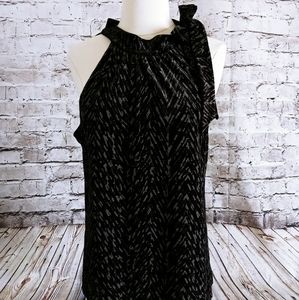 Style & Co Size L Black Velvet High Neck Halter Top Sparkly